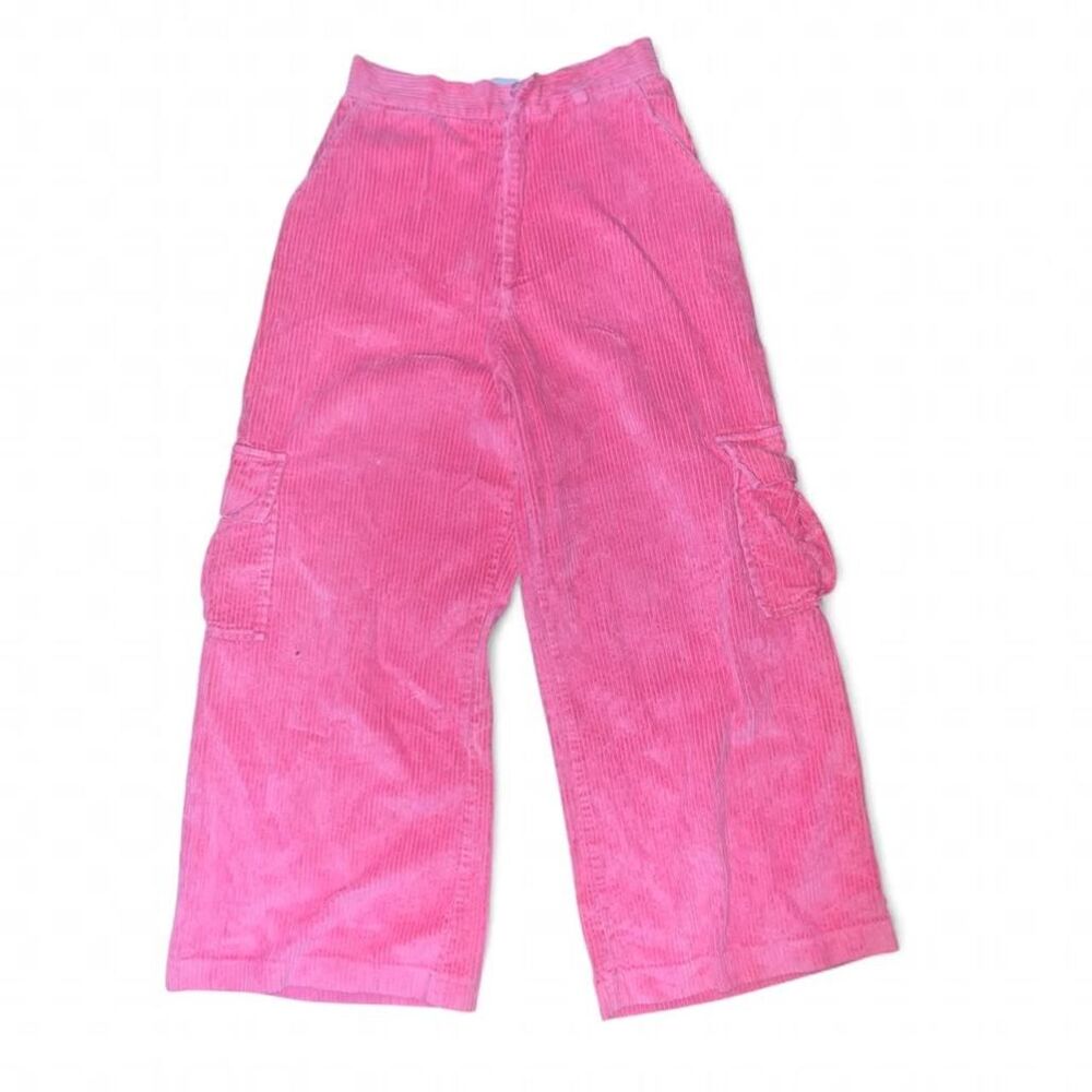 The Ragged Priest Woman's Pink Corduroy Wide leg Cargo Pants SZ S Rave Festival